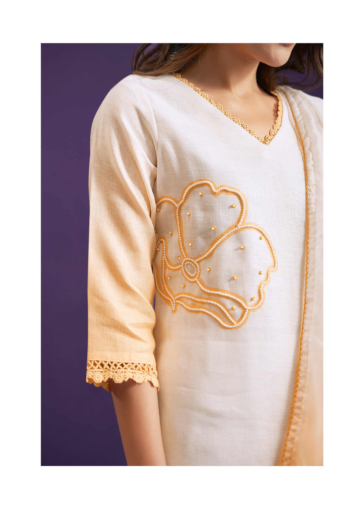 Ombre Linen Kurta Dupatta Pant Set