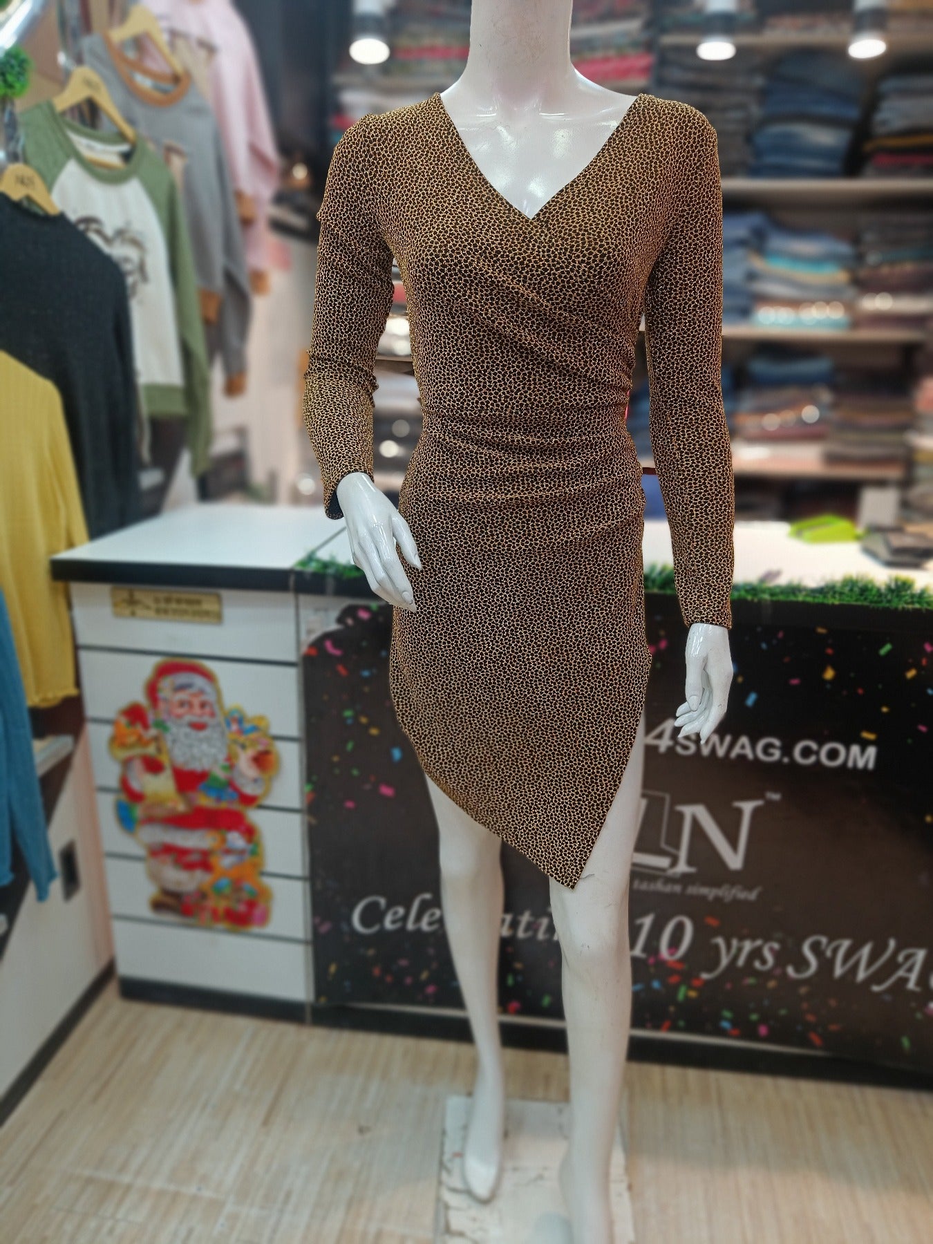 Black and Golden Glitter Bodycon Dress