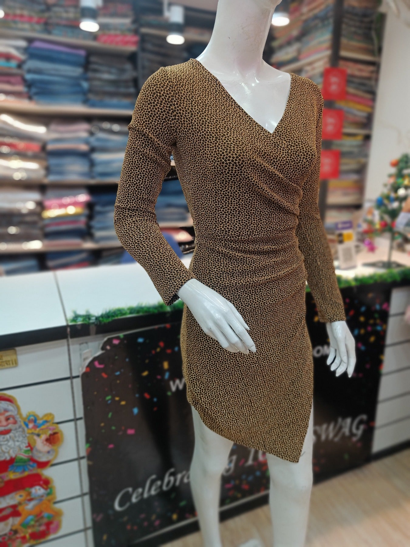 Black and Golden Glitter Bodycon Dress ALN
