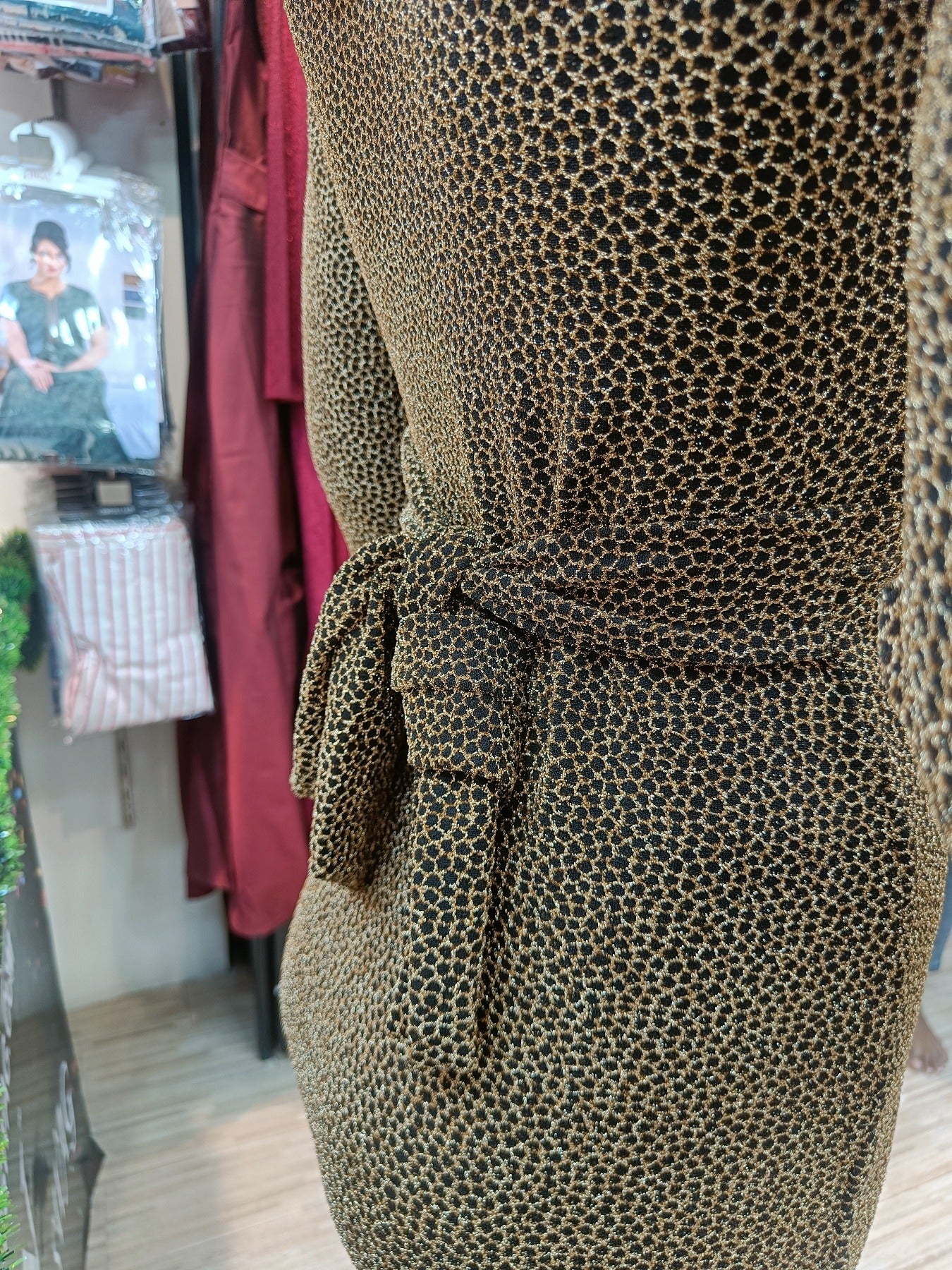 Black and Golden Glitter Bodycon Dress Backside