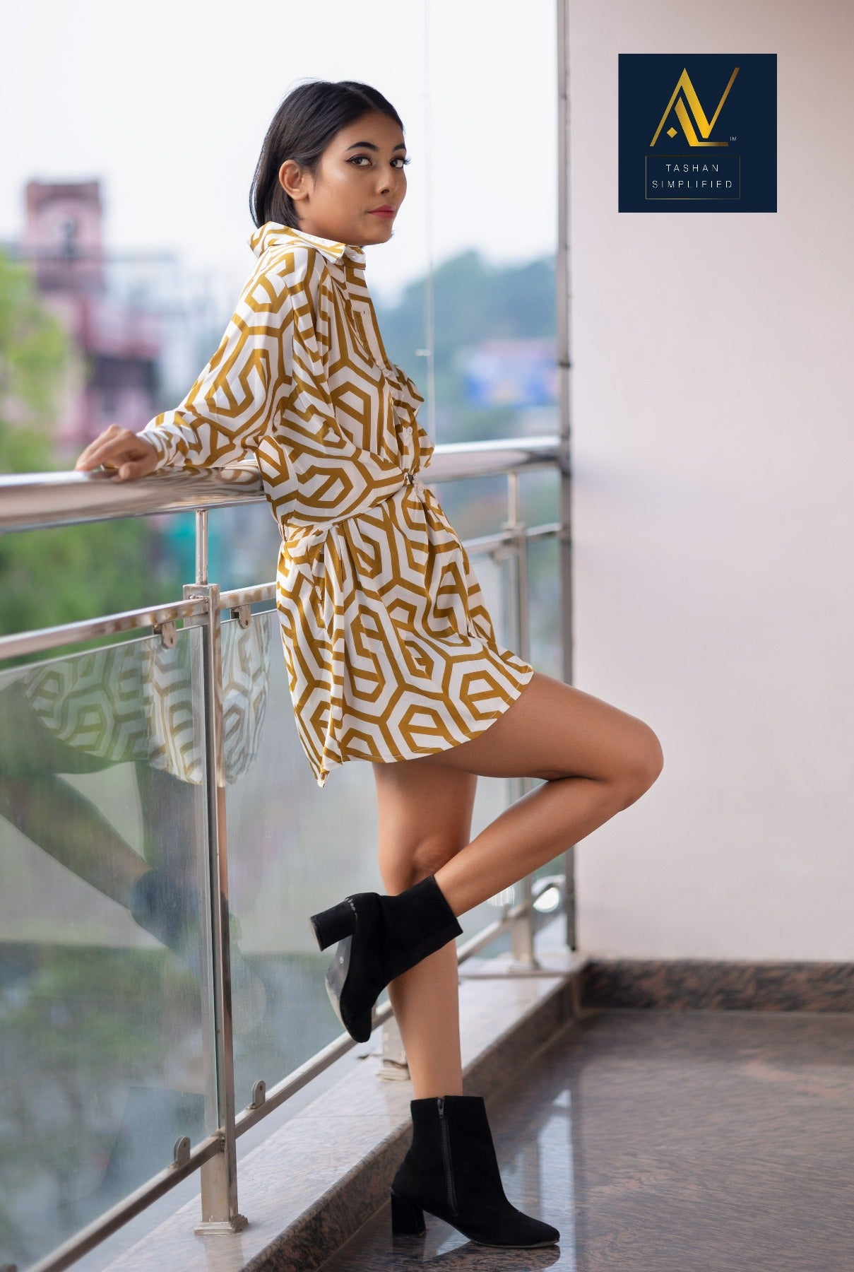 Satin Print Shirt Tunic side