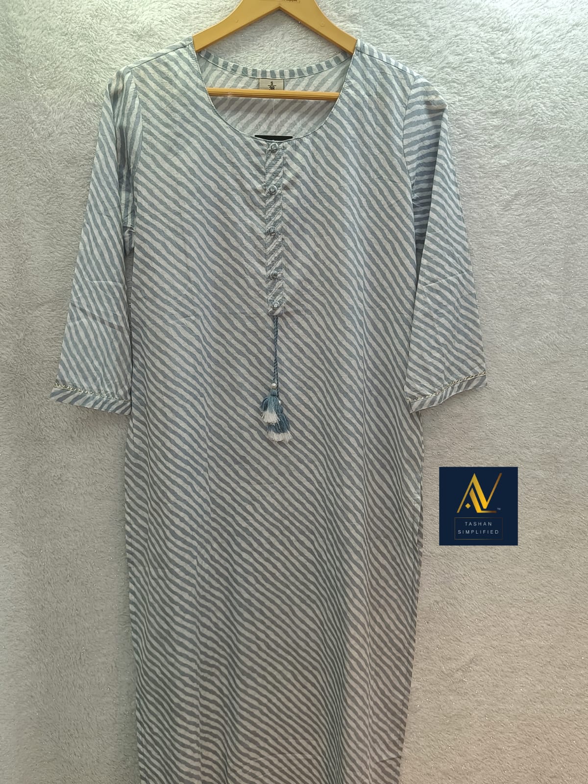 Grey Lehariya Print Kurta