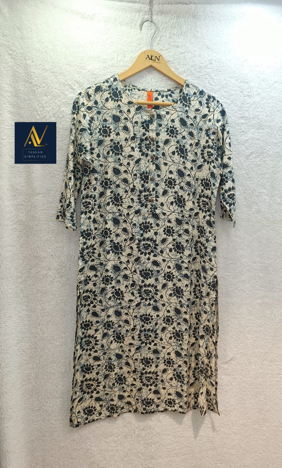 Cream Color Printed Kurta