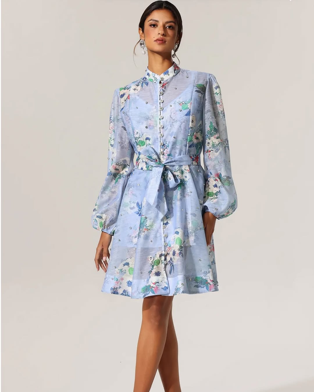 Studded Printed Tissue Dress