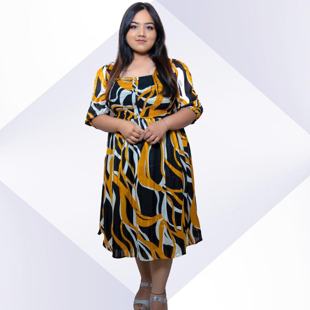 BLACK YELLOW PRINTED DRESS