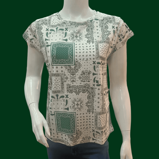 Aztec Print Round Neck T shirt