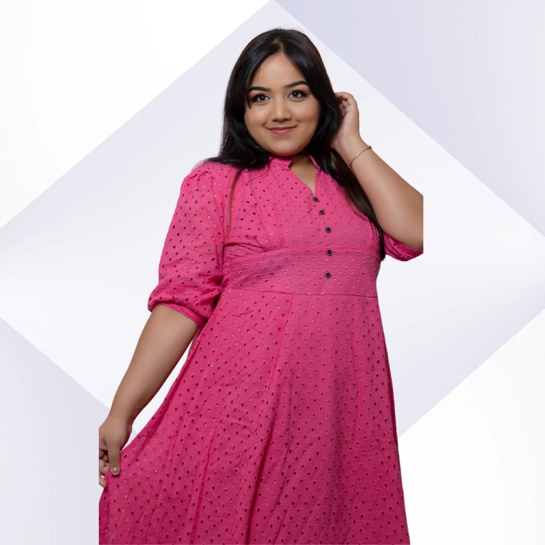 Pink chikankari Dress