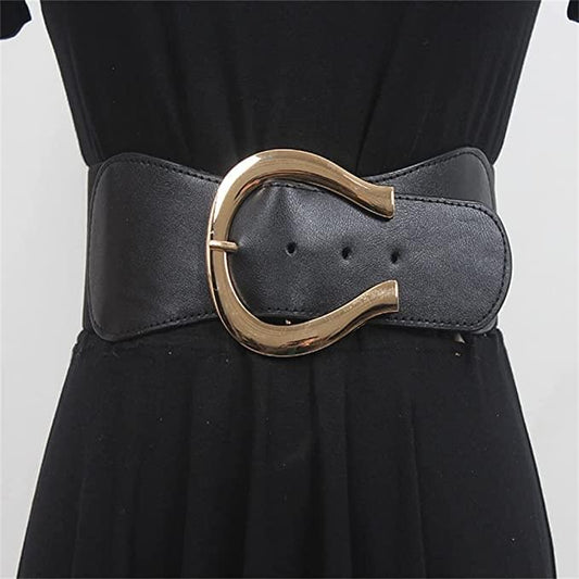 Black Wide Elastic Waist Belt