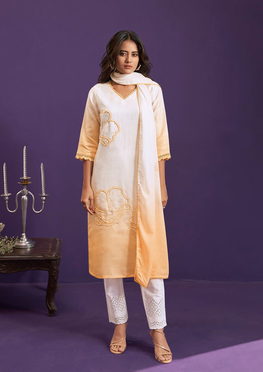 Ombre Linen Kurta Dupatta Pant Set