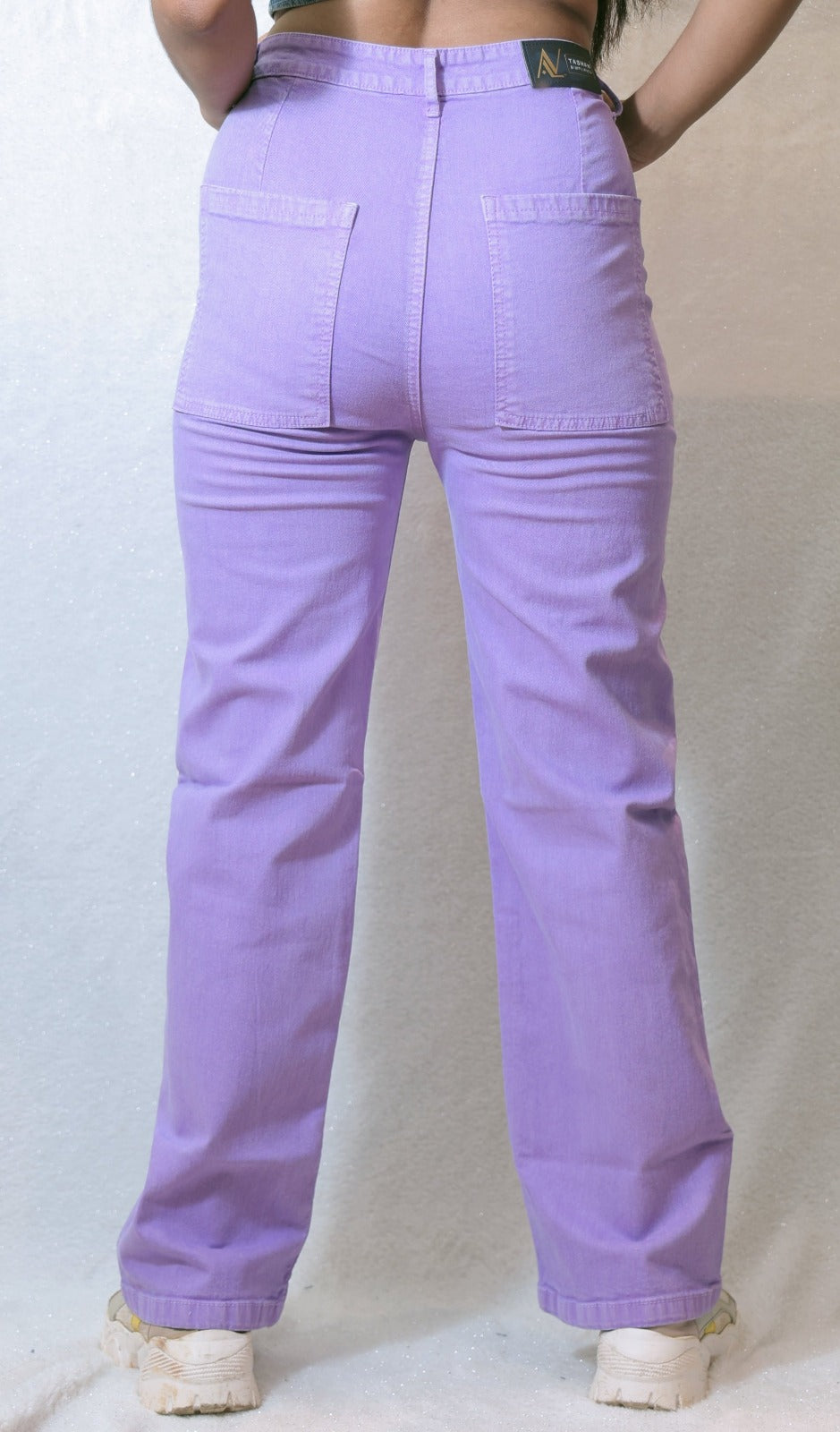 Purple High Rise Straight Fit Jeans Back Side