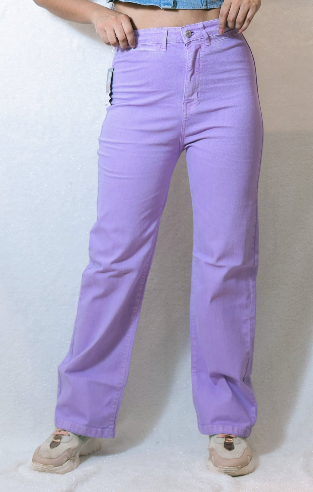 Purple High Rise Straight Fit Jeans