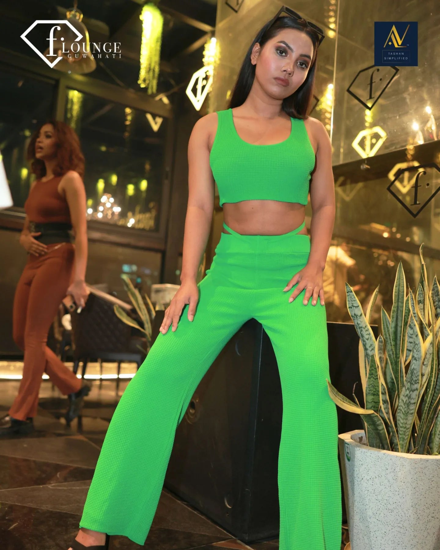 Two Piece Crop top and flare pant set