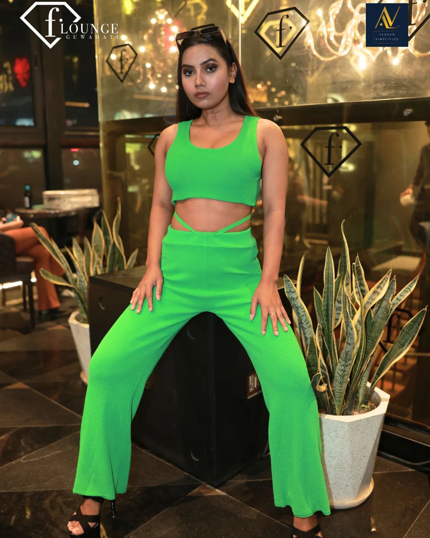 Two Piece Crop top and flare pant set