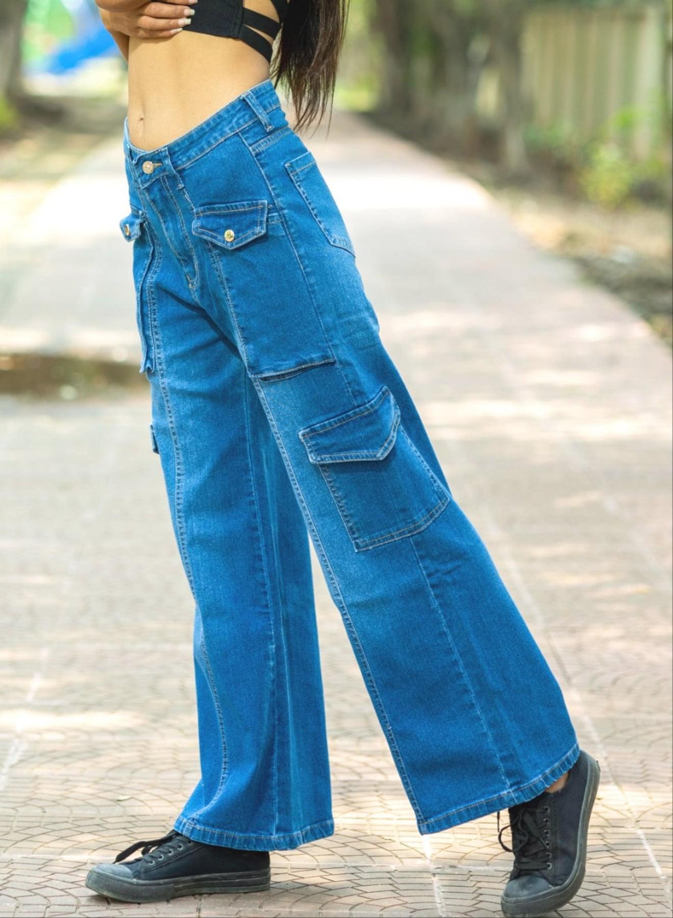 Buy Now The Blue Cargo Style Womens Jeans