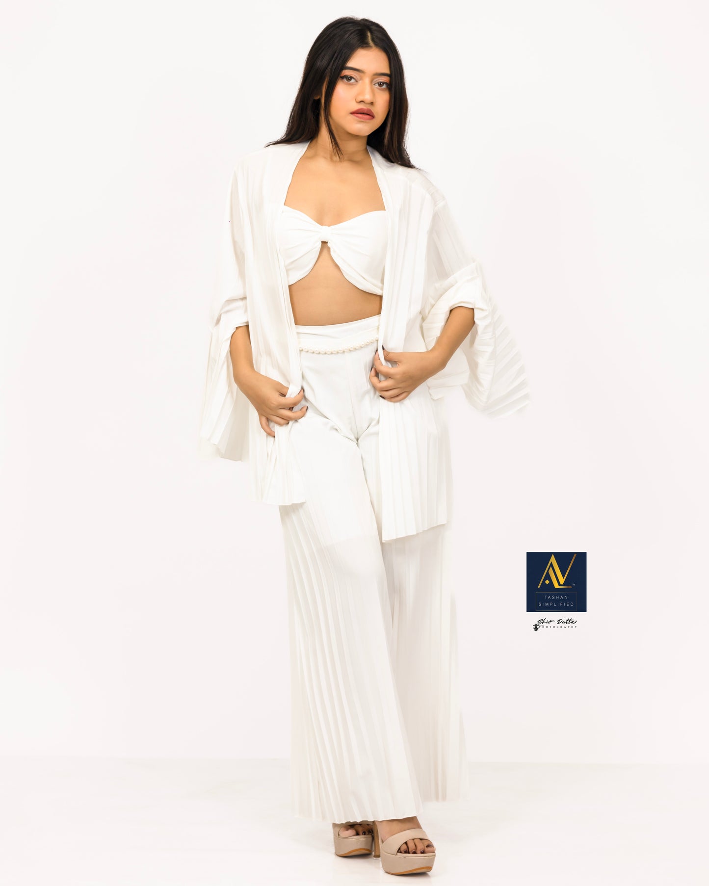 Pearl koticim Bralette with cape & pants 3 piece set