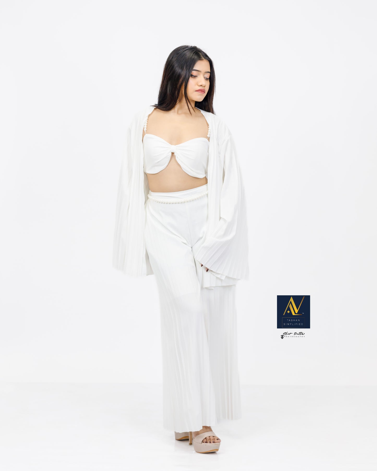 Pearl koticim Bralette with cape & pants 3 piece set