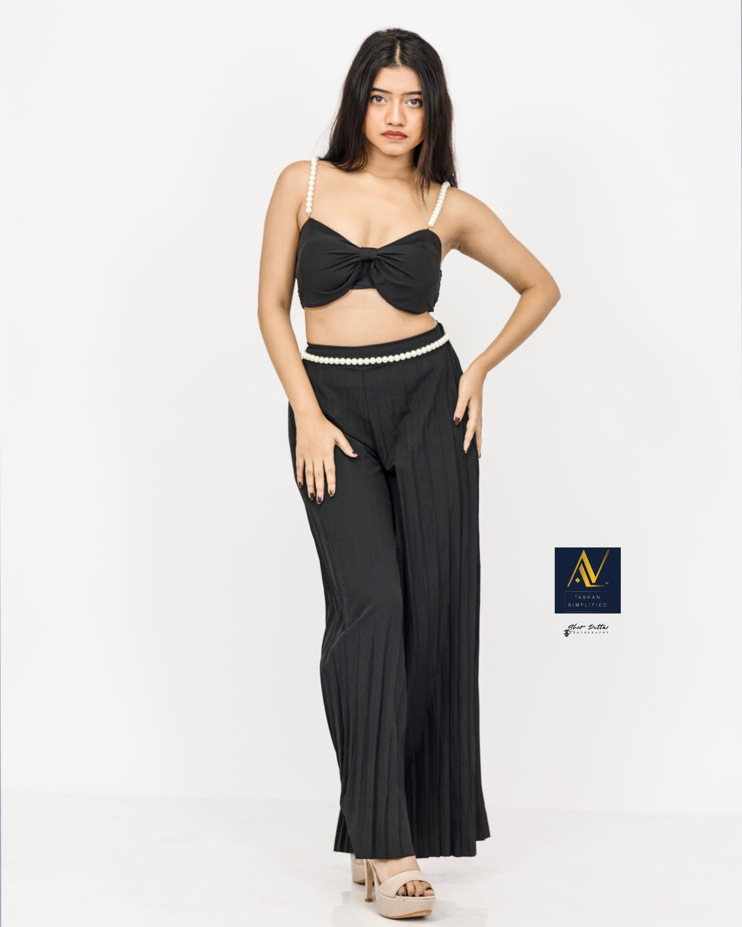 Pearl koticim Bralette with cape & pants 3 piece set