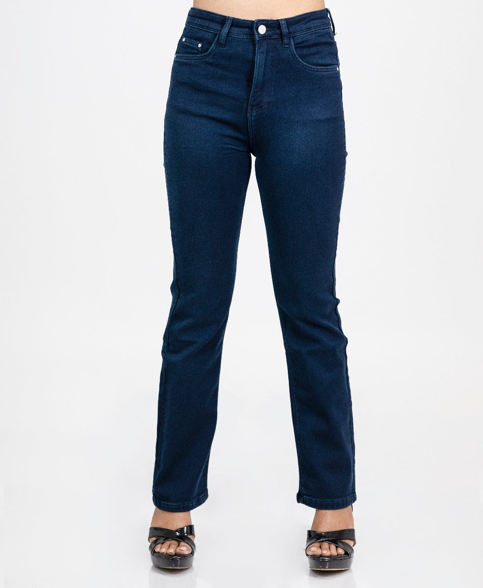 Women High Rise Straight Fit jeans Dark Blue