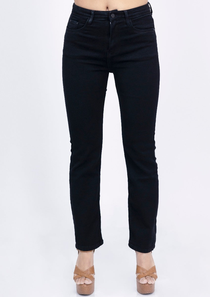 Women High Rise Straight Fit jeans Black