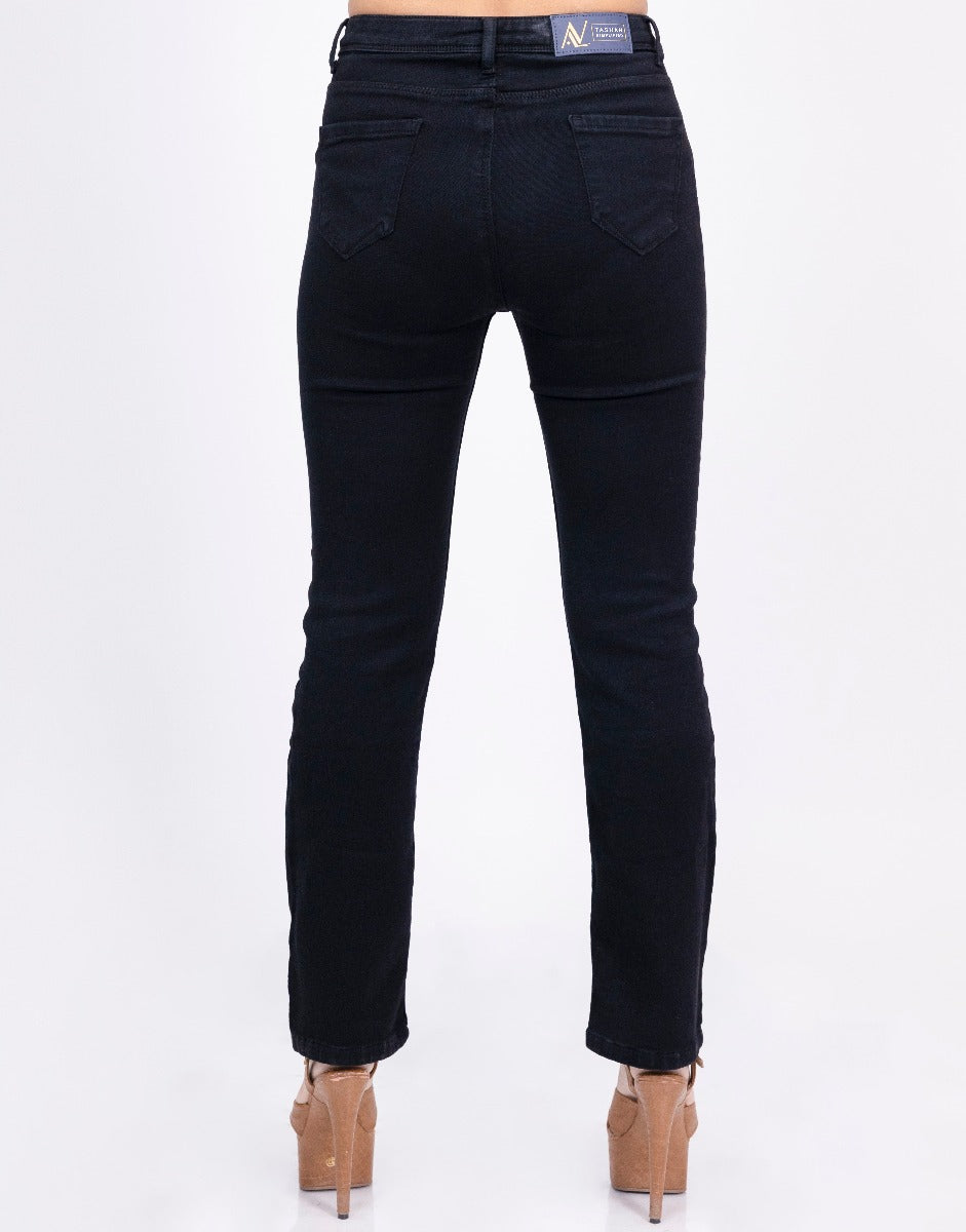 Women High Rise Straight Fit jeans Black backside