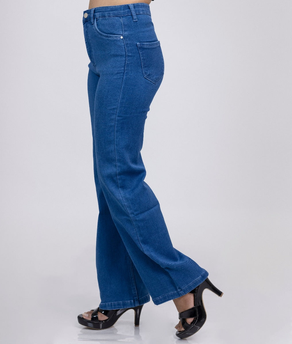 Women High Rise Wide Leg Jeans Side View