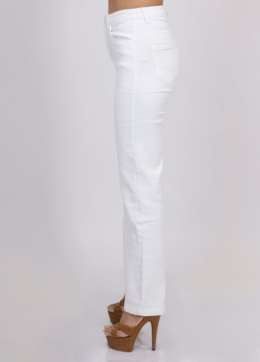 Women High Rise Wide Leg Jeans White Side View