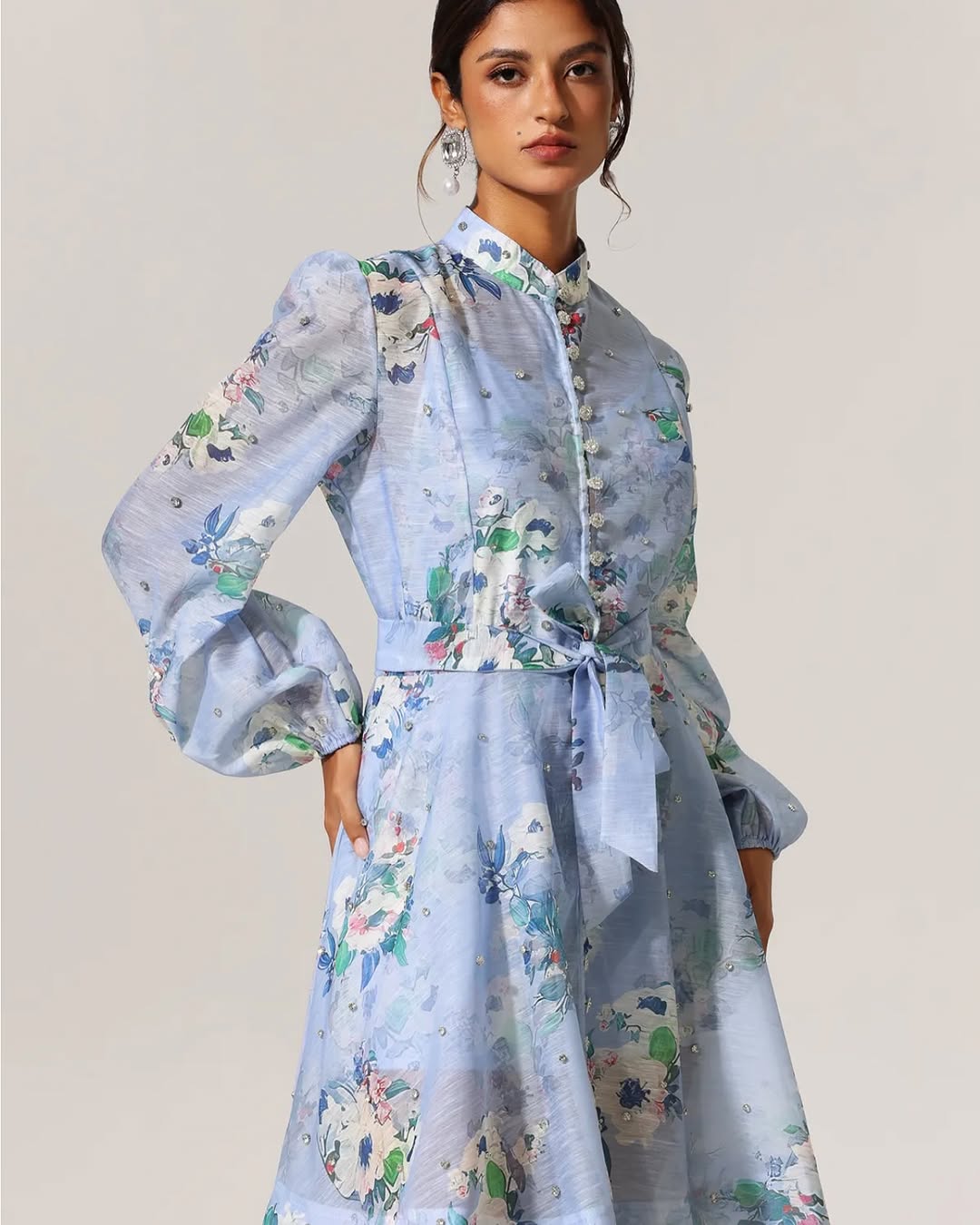 Studded Printed Tissue Dress