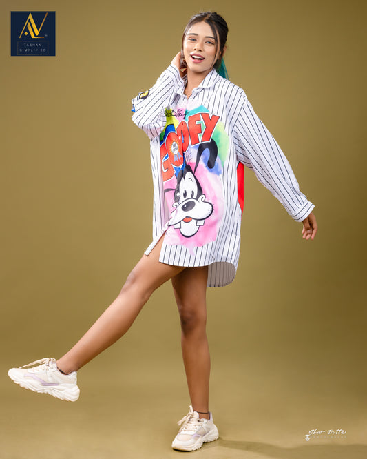 Goofy Print Travel Shirt Dress