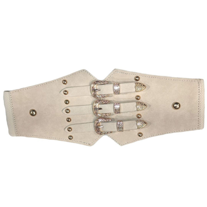 Cream Broad waist belt