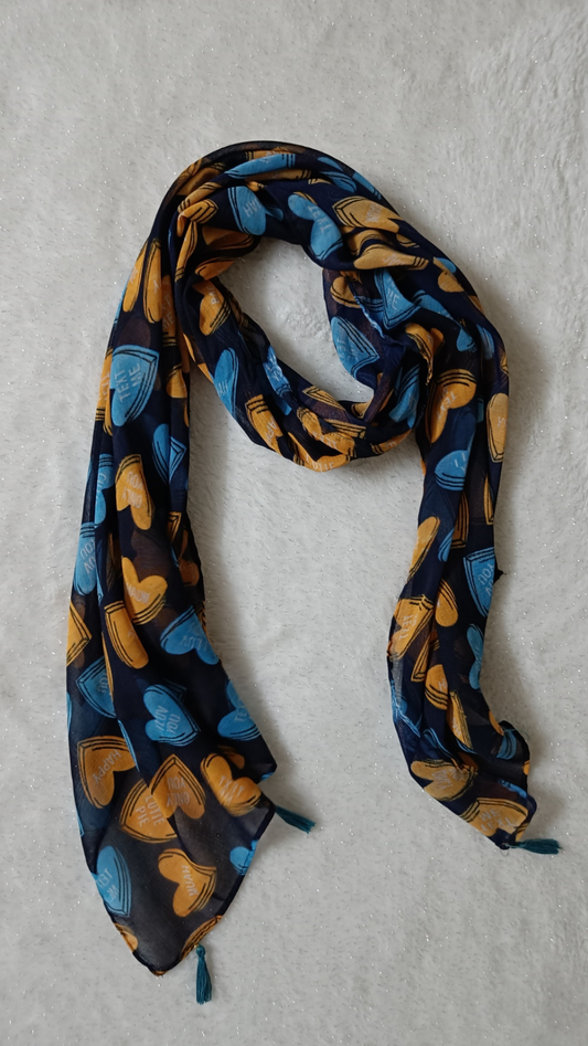 Dark Blue Printed Scarf