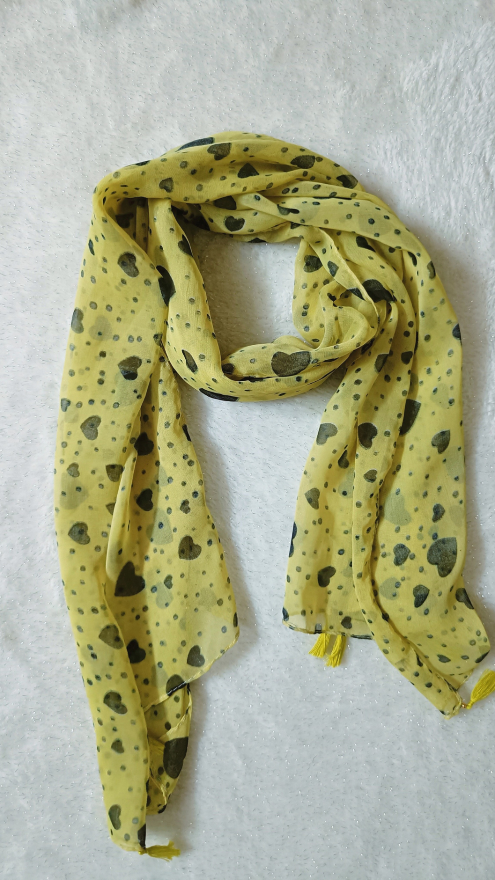 Yellow Heart Printed Scarf