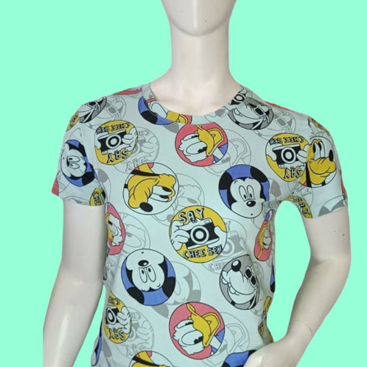 Cartoon Print Sea Blue T Shirt