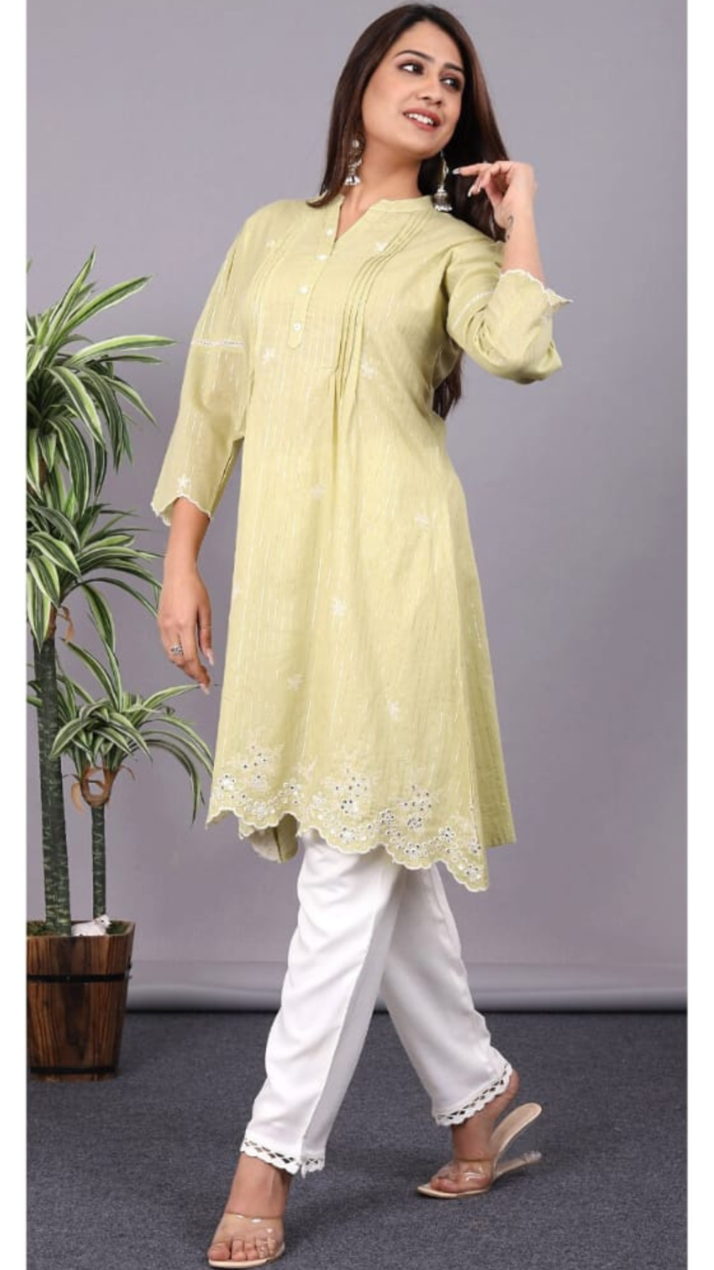 Cotton Short Kurta Pant Set