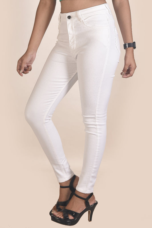 White skinny high rise women jeans