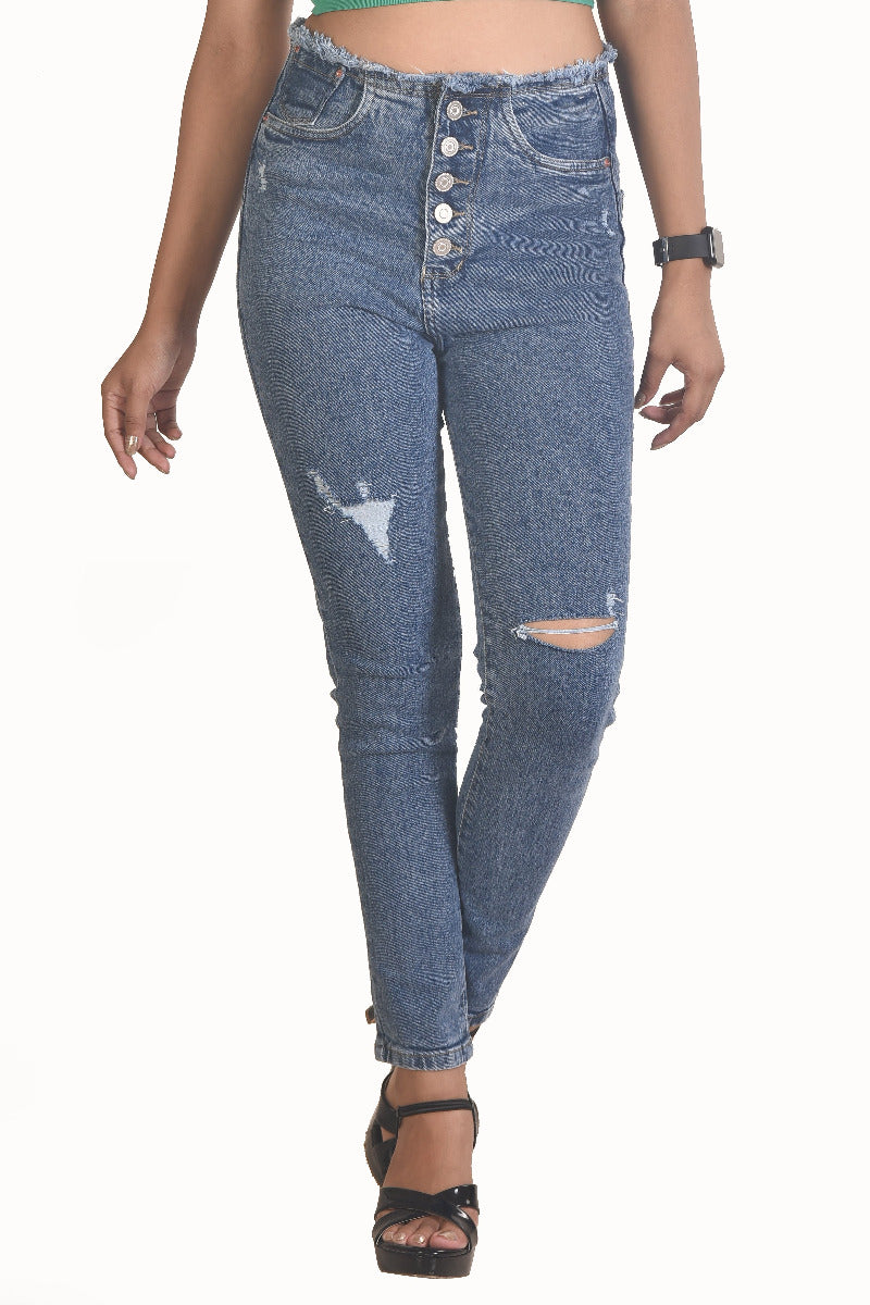 knee cut Ankle length women Skinny Jeans