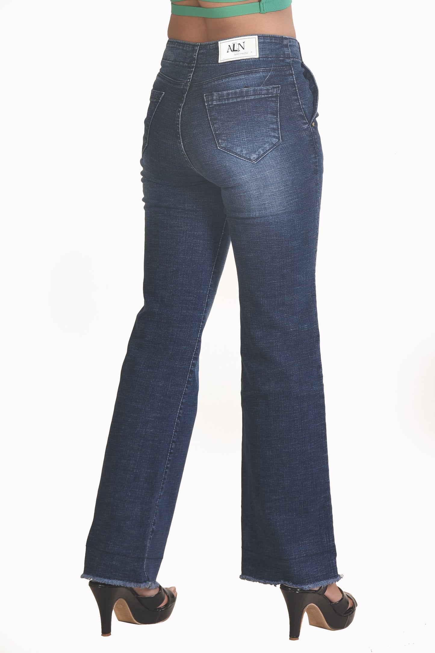 High Rise Dark Blue Wash Straight Fit