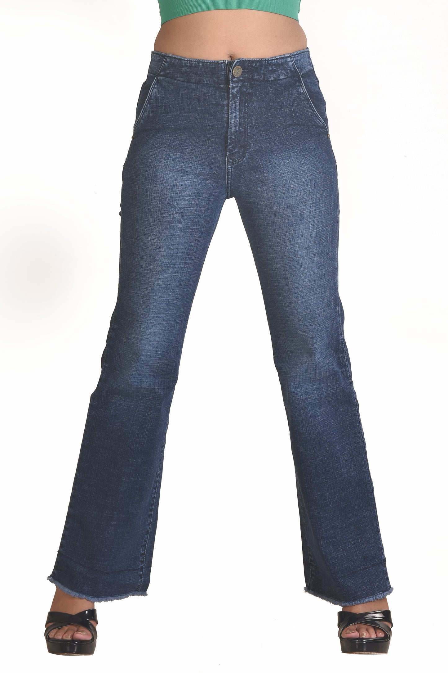 High Rise Dark Blue Wash Straight Fit