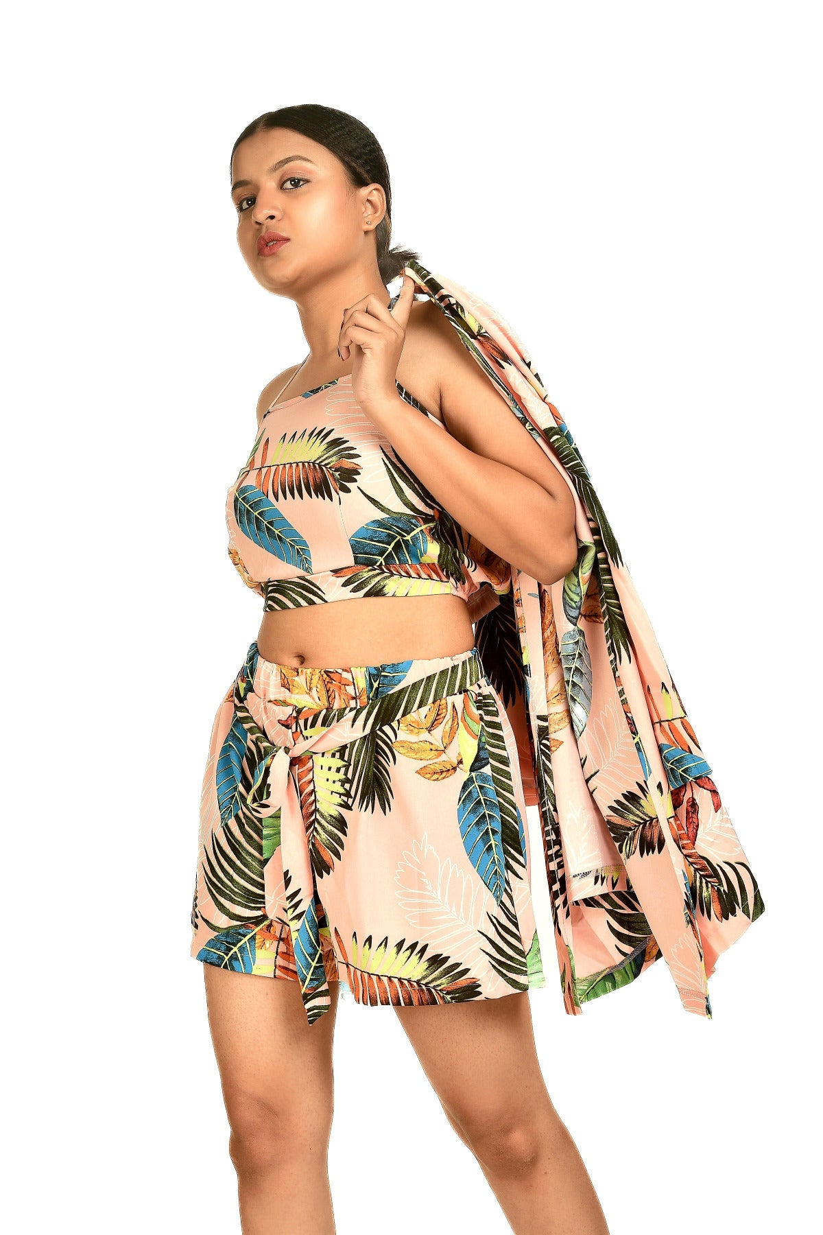 Printed three pc short co ord set