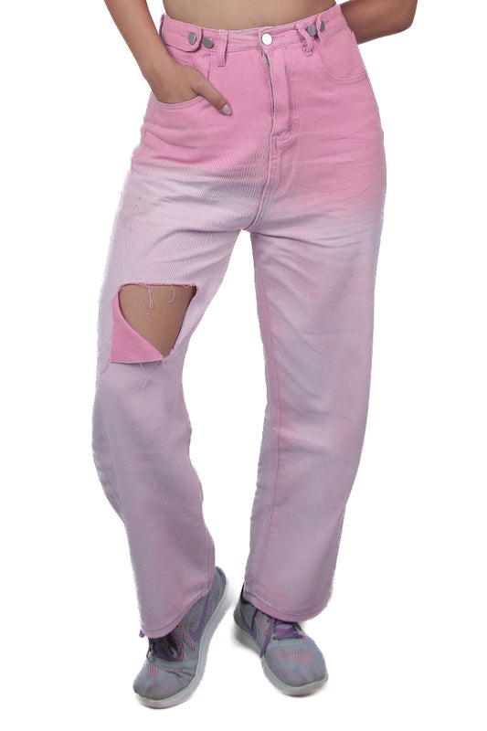 Pink High rise boy fit women jeans