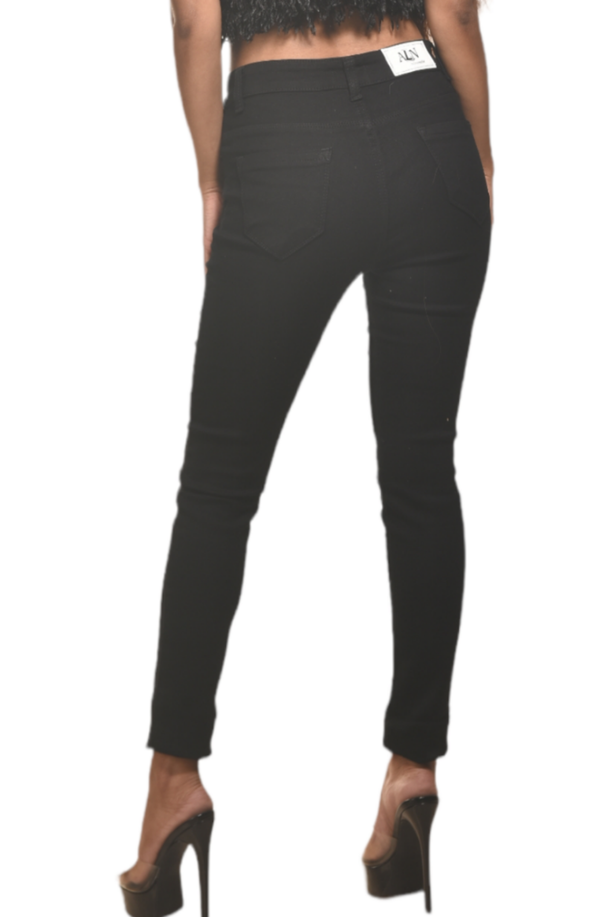 Skinny High Rise Black Jeans back look