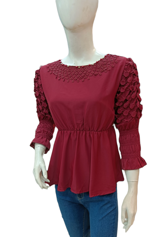 Peplum Tops with Puff Sleeves