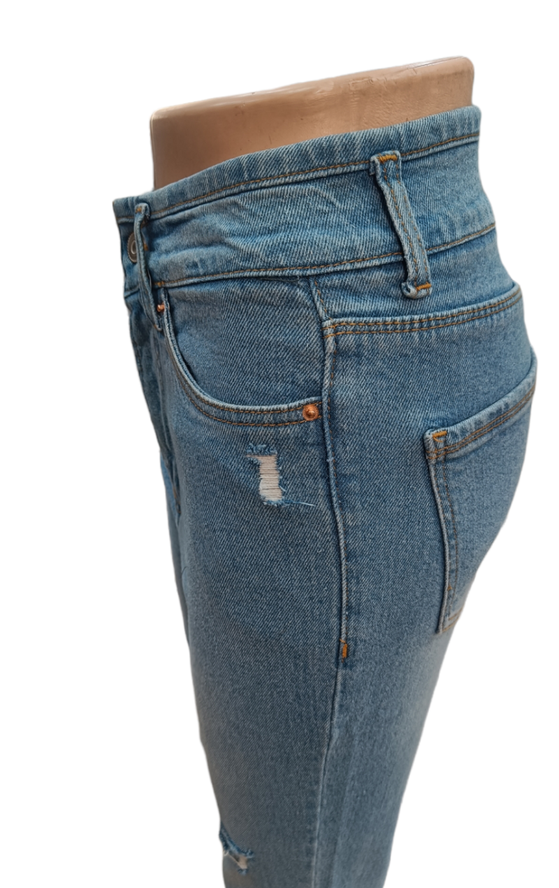 Light Blue Rugged High Rise Women Jeans