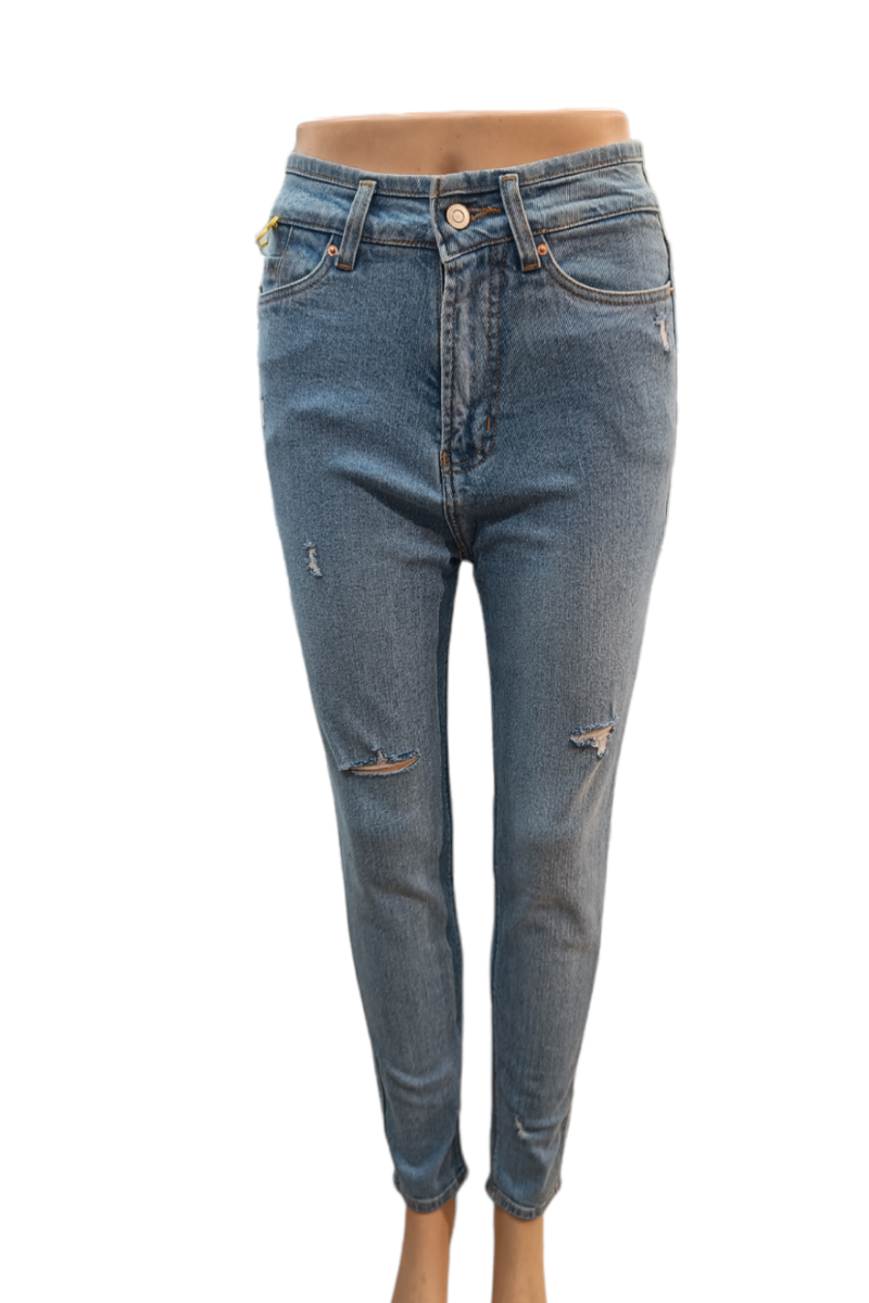 Light Blue Rugged High Rise Women Jeans