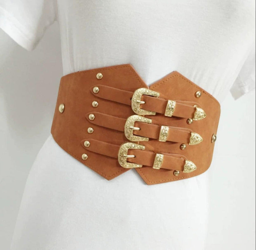 Brown Broad Waist Belt