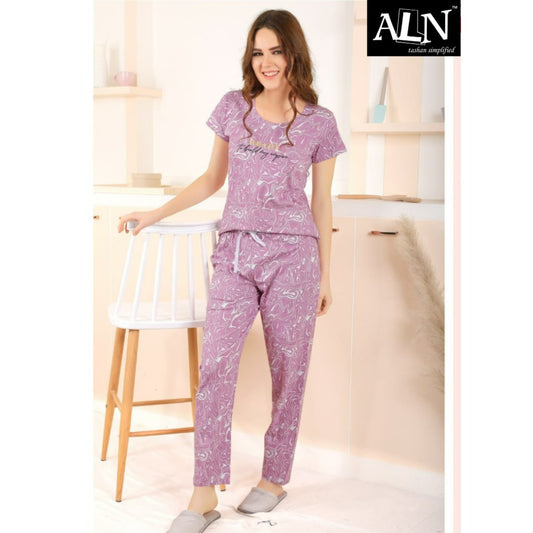 Hosiery Printed Half Sleeves Ladies Night Suit