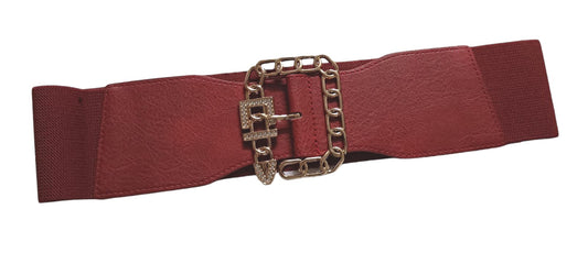 Maroon Wide Elastic Waist Belt